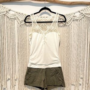 Rewind Lace Cargo Shorts Romper Size M